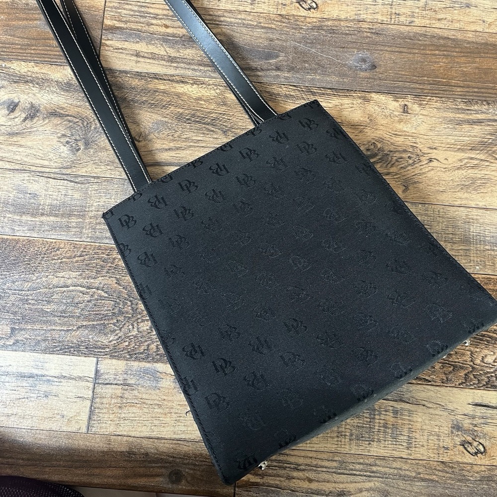 VTG Dooney & Bourke Monogram‎ Tote Bag Black Travel Y2K